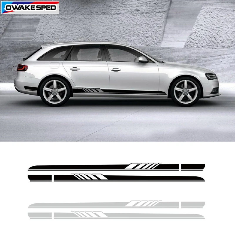 Racing Sport Side Skirt Stripes Car Styling Vinyl Decal Auto Body Decor
