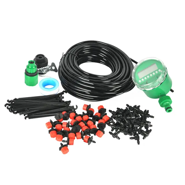 BORUiT DIY Micro Drip Irrigation Automatic Watering Timer Kit System With Adjustable Dripper Smart Controller For Garden Plant