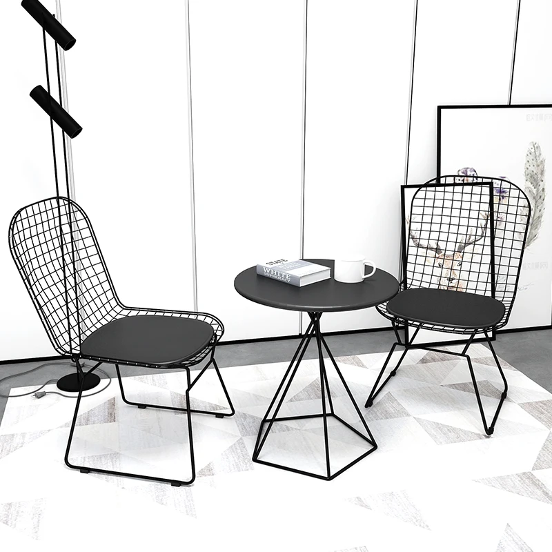 1pc round table + 2pc chair Wrought Iron Coffee Table & Chair Gold/White/Black Balcony Leisure Cafe Weaving Chair Tea Table Set 1pc round table + 2pc chair Wrought Iron Coffee Table & Chair Gold/White/Black Balcony Leisure Cafe Weaving Chair Tea Table Set