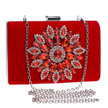 

Luxury lower Rhinestones Women Evening Bag Handbag Red Black Chain Shoulder Bags Metal Day Clutches Purse Wedding Wallets