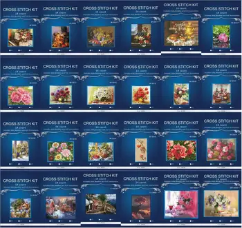 

The different flowers style cross stitch kit bunny aida 14ct count printed canvas stitches embroidery DIY handmade needlework 5