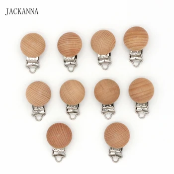 

50PCS Natural Beech Wood Pacifier Holder Round Dummy Clip DIY Infant Soother Chain Accessories BPA FREE Baby Pacifier Clips