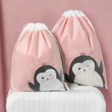 Cartoon Double Layer Waterproof Drawstring Bag Travel Pouch Storage Clothes High Quality Makeup Package Bag
