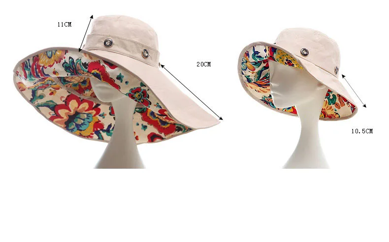 Летние Шапки для Для женщин 2018 мода дизайн цветок Складная широкополая шляпа от солнца УФ-Защита большой полями Пляж Головные уборы уличные