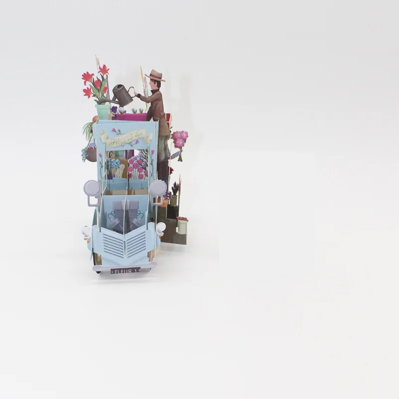  1pcs 3D Flowers Car Christmas Valentine Birthday Invitation Cards Pop Up Festoon Vehicle Greeting C - 32846125866
