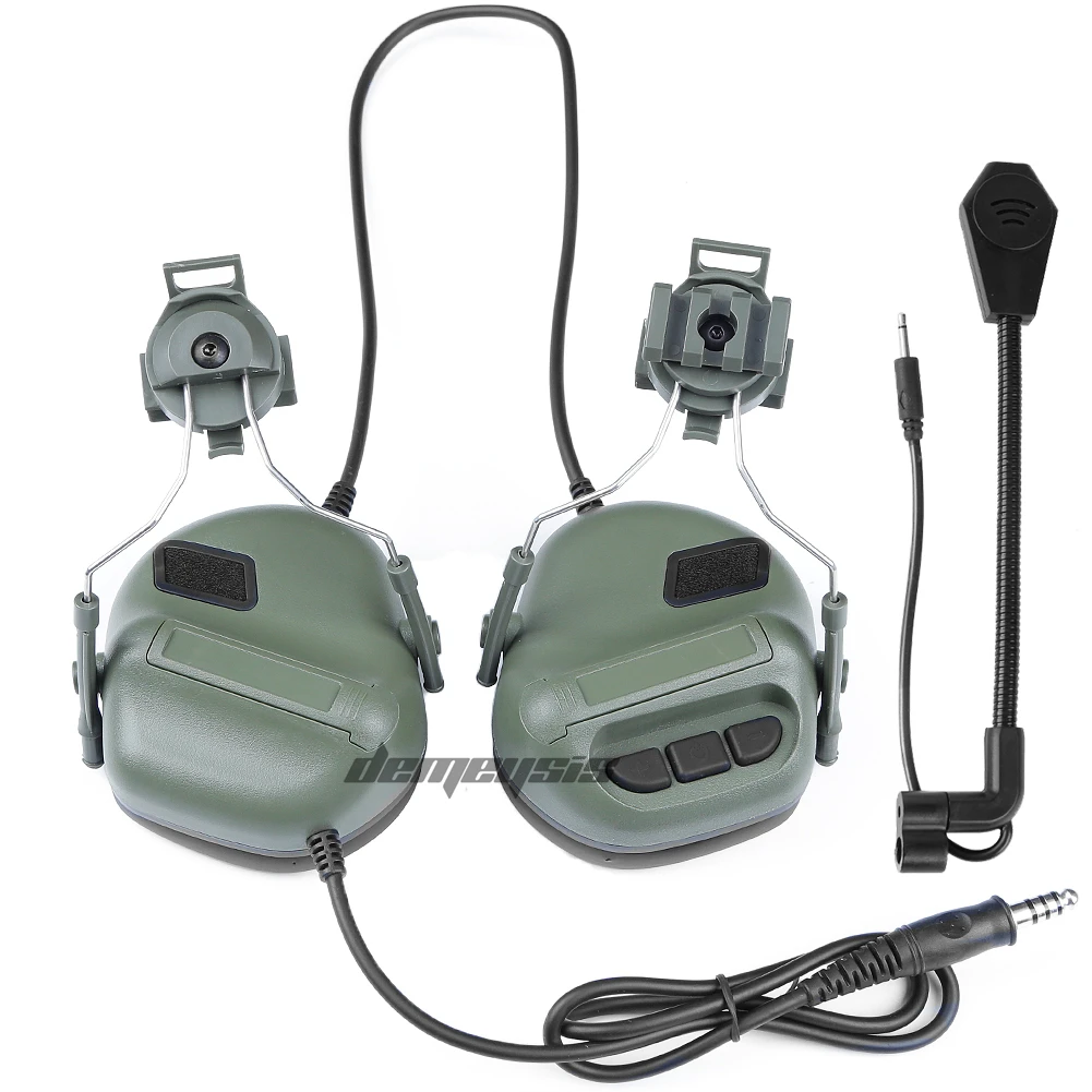 Anti-noise Tactical Helmet Headset with Fast Helmet Rail Adapter Military Headsets Hunting Shooting Hearing Protective Headphone - Цвет: green