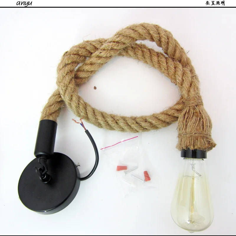 Manual creative rope chandelier 110V 220V Dining room lamp restoring ancient ways Decorative chandelier Lights