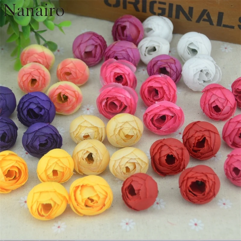 10pcs2.5cm маленькая шелковая Роза Бутон искусственная Цветочная головка для свадьбы