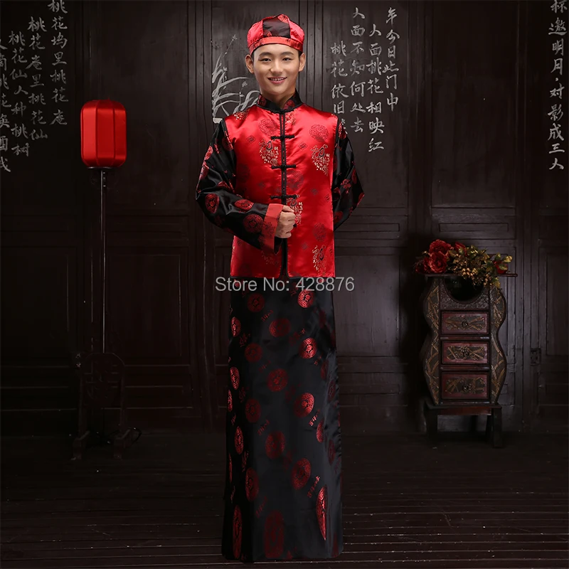 Китайский костюм для мальчика китайский малыш халат Hanfu одежда Детский костюм с Hat 100-160 см