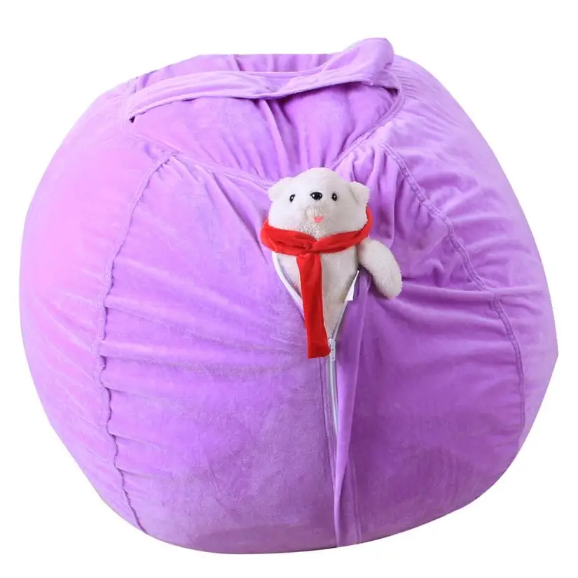 Сумка для хранения toysKids чучело плюшевая игрушка сумка для хранения бобы мягкая сумка полосатая ткань стул подарок 4,6 - Цвет: Фиолетовый