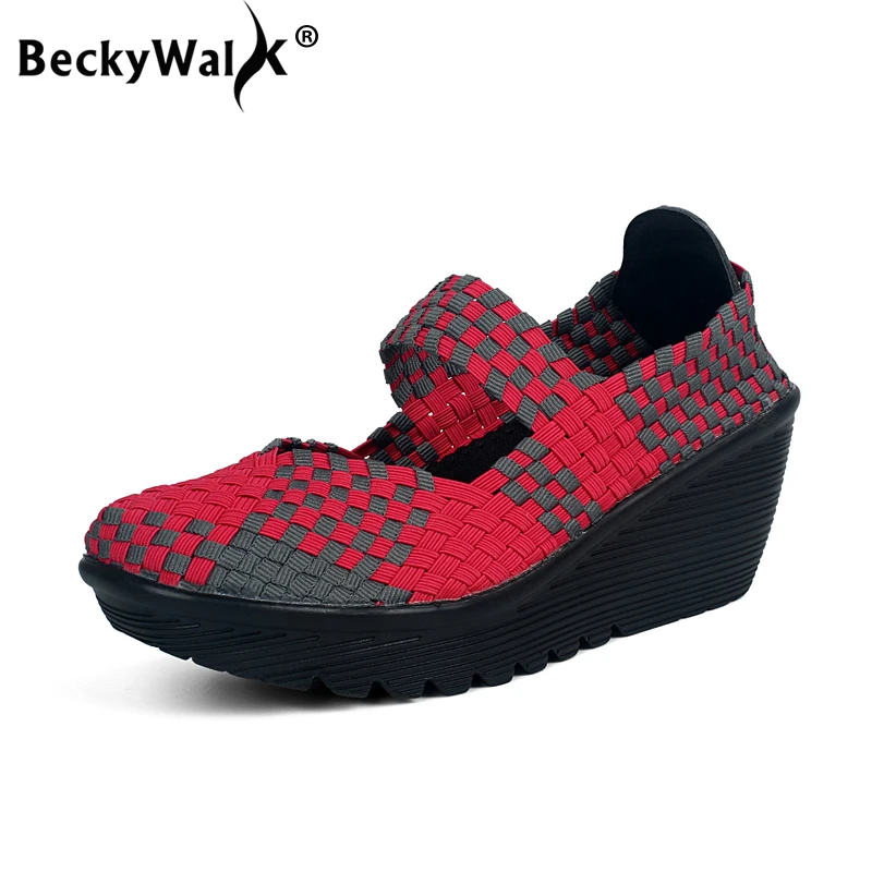 Босоножки BeckyWalk женские ручной работы плетеные сандалии на платформе обувь