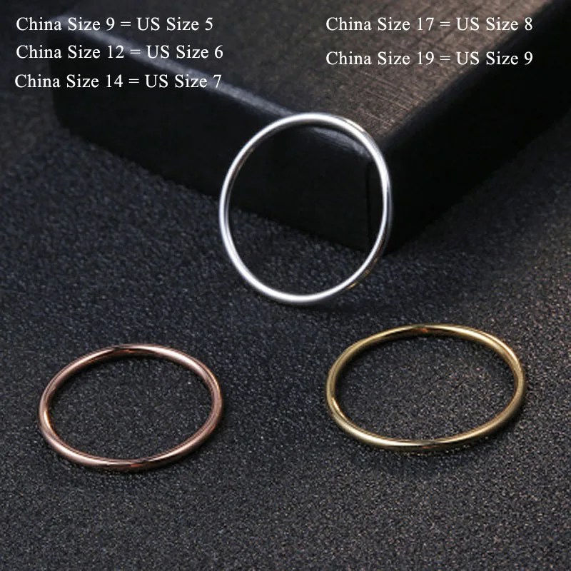 Genuine Real Pure Solid 925 Sterling Silver Rings for Women Jewelry Simple Round Female Finger Ring Party Bague China Size silver ring silver rings