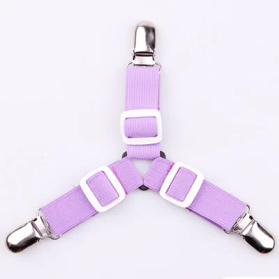 4PCS/Lot Adjustable Bed Sheet Clips Cover Grippers Holder Mattress Duvet Blanket Fastener Straps Fixing Slip-Resistant Belt - Цвет: 4pcs Purple