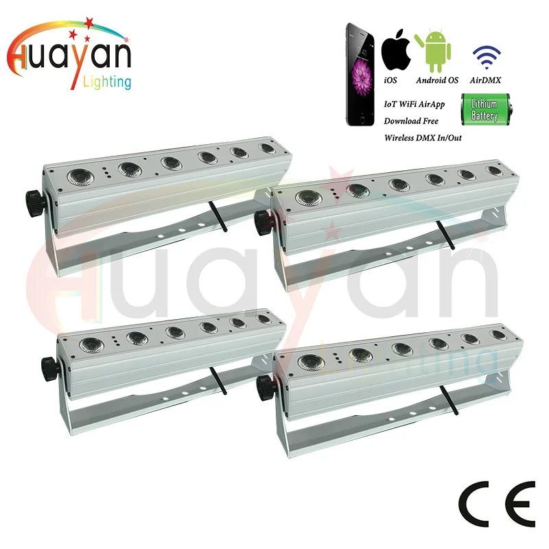 

Free Shipping:4pcs/Pack SmartLine S6 Wireless DMX Battery Powered LED Bar for wedding party Wireless DMX Wedding Backdrop Floor