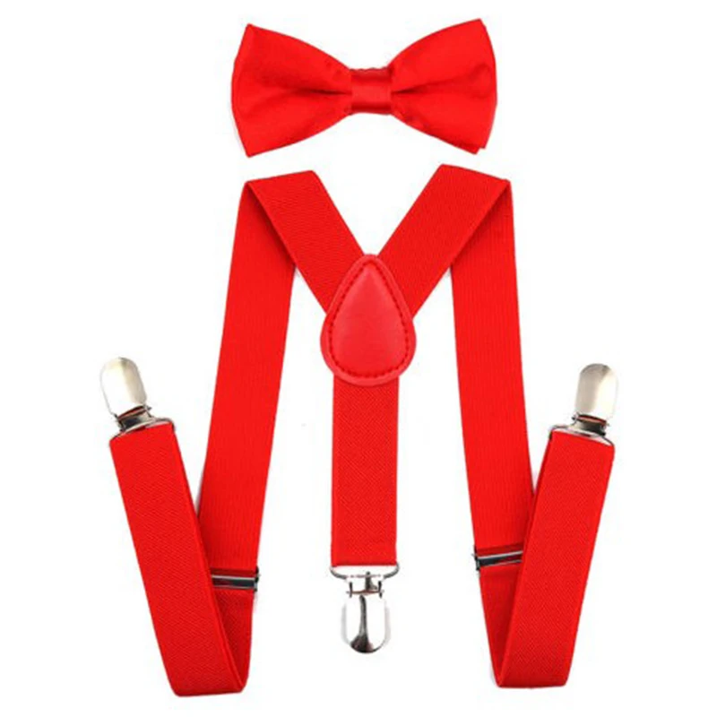 BBYES Kids Y-Back Braces Suspenders Set Boys Girls Suspender & Bow Tie Matching Set Tuxedo Wedding Shirt Suit Party 7 Colors