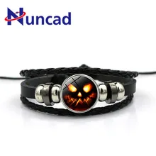 Новые поступления черные Хэллоуин кожаный браслет ручной работы Модный комбинезон с тыквой вручную украсить браслеты гримаса для Хэллоуина браслет