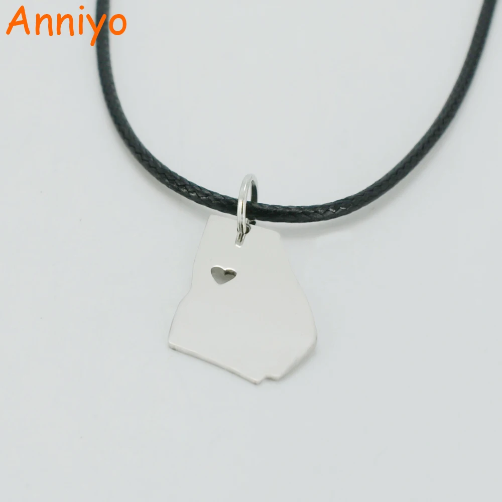 Anniyo Соединенные Штаты Джорджия штат карта ожерелья Нержавеющая сталь кулон