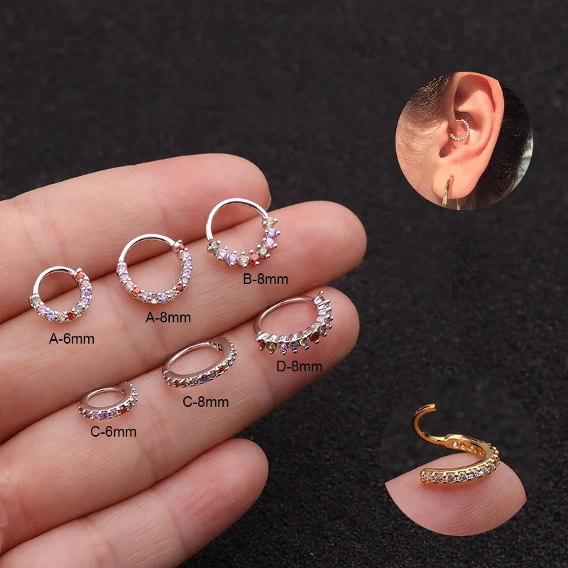 

Feelgood 1Pc Multicolor Cz Hoop Cartilage Helix Daith Earring Ear And Nose Piercing Jewelry