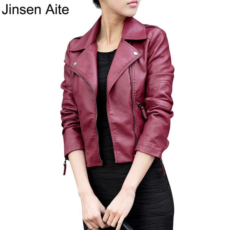 

2015 New Spring and Autumn Women Fashion Brand PU Leather Coat Lady Zipper Cool Plus Size Solid Locomotive Jacket In Stock 0856