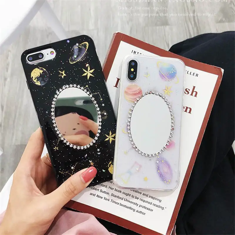 Applicable Planet Star Mirror For Iphone 66s 78 78plus x/Xs Xr Xsmax Glitter All Inclusive Soft Case |