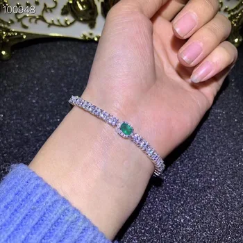 

chain bracelet Natural and Real Emerald Bracelet Free shipping Natural real Emerald Bracelet 925 sterling Sliver