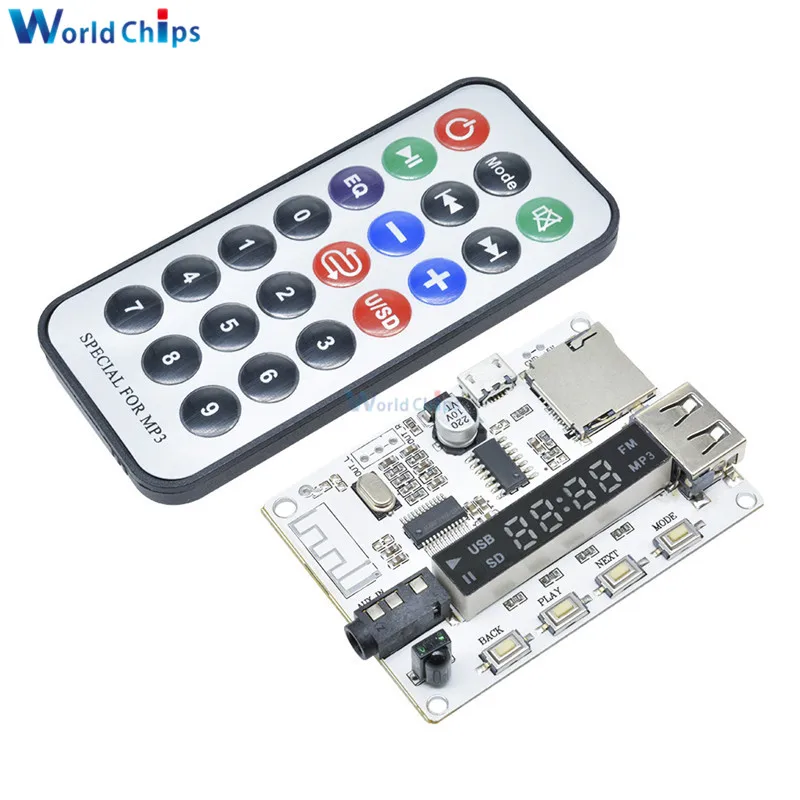 Цифровой светодиодный дисплей беспроводной Bluetooth FM MP3 декодирующая плата TF Micro SD