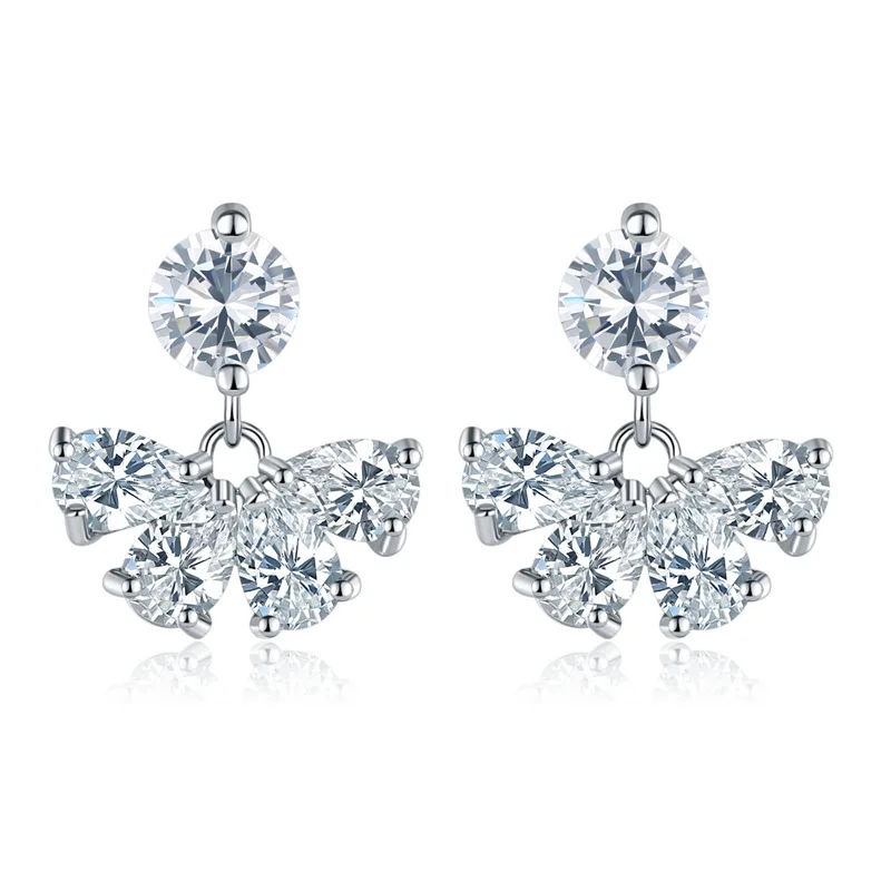 

New bride wedding party zircon earrings Korean earrings 925 jewelry fashion accessories