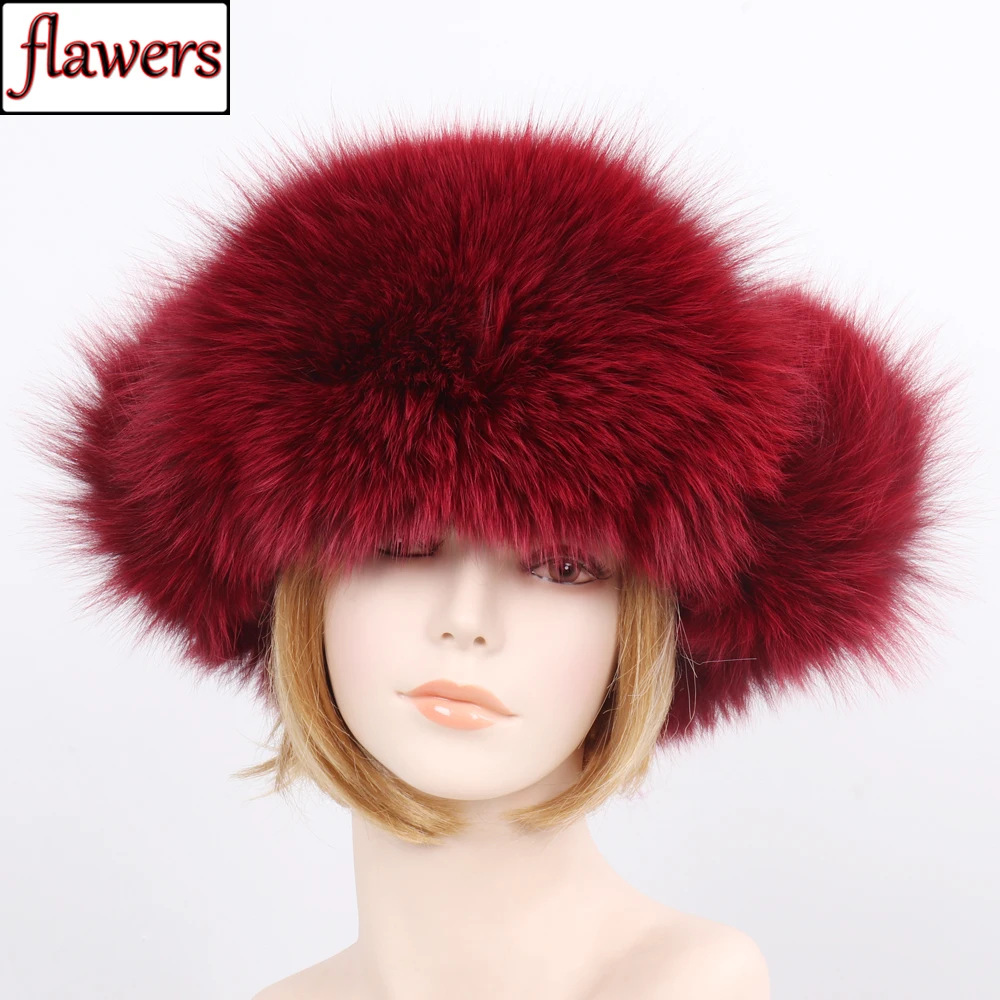 

2019 Russia Winter New Lady Real Fox Fur Hat Natural Soft Genuine Fox Fur Cap Women Fashion Casual Warm Real Leather Bomber Hats