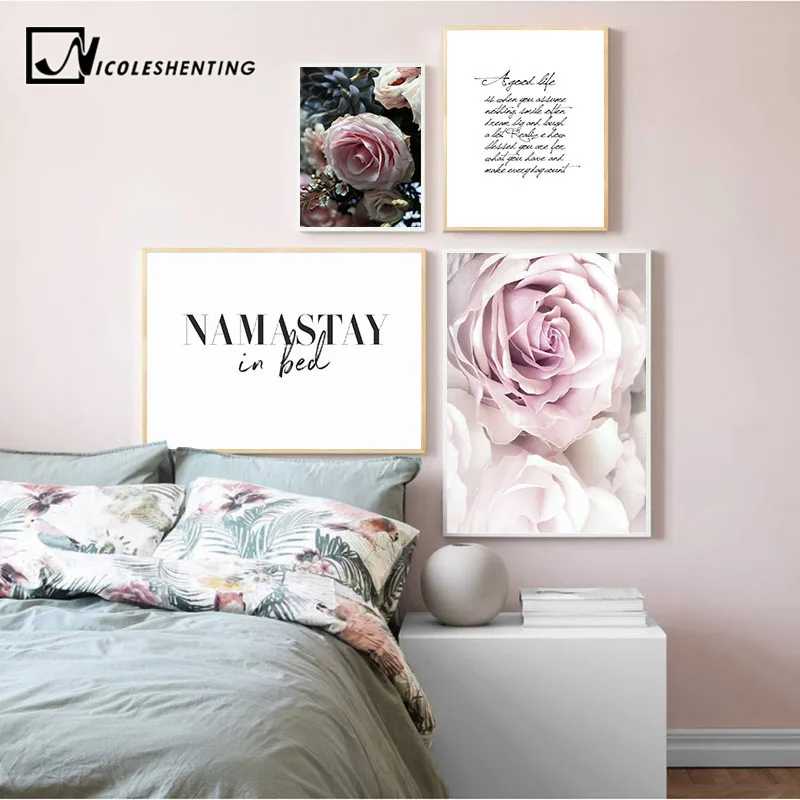

Elegant Flower Rose Scandinavian Poster Quotes Nordic Style Plant Wall Art Canvas Print Painting Botanical Decoration Picture