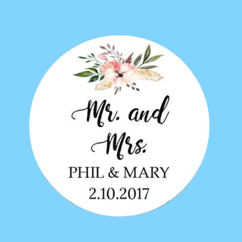 

Personalized MR & MRS Wedding Bottle Sticker,Cupcake Toppers,Wedding Favors Tags ,Lables, Candy Box Tags CUSTOM Wedding Sticker