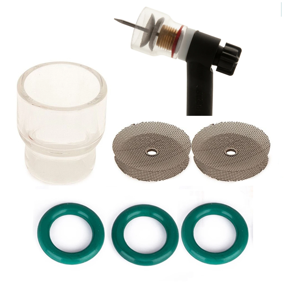 

New Pyrex Tig Welding Cup Kit 21*14.7mm for WP-9 & WP-17 Tig Torches Mayitr Durable Gas Lens 1.6mm and 2.4mm #12 Size Cup