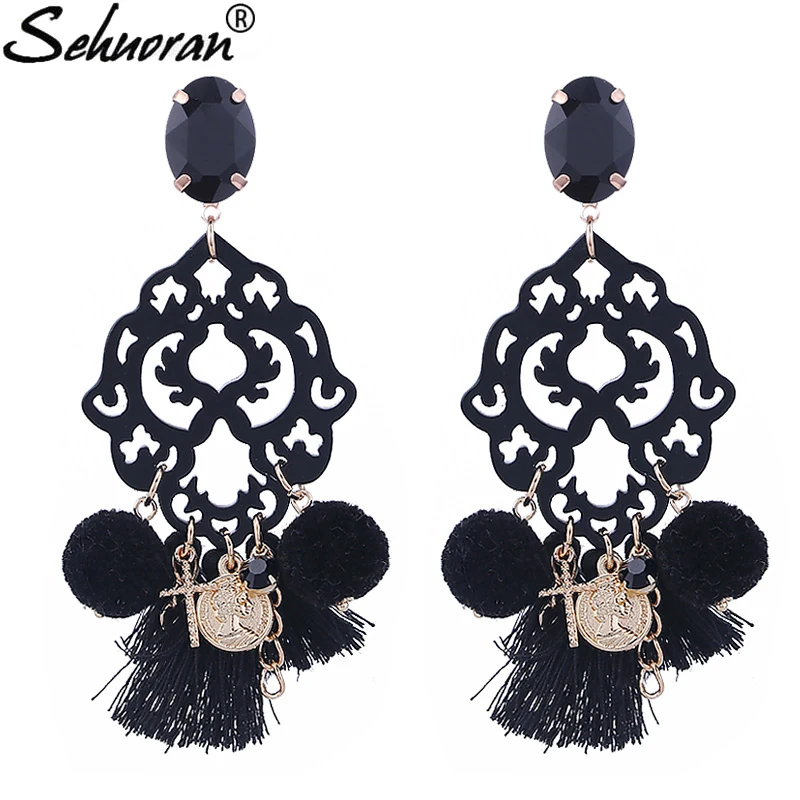 

Sehuoran Crystal Stone Resin Pendients Drop Earrings For Woman Tassel Earrings Wedding Oorbellen Fashion Jewelry