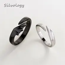Silvology 925 Sterling Silver Angel And Devil Couple Rings Original Creative Texture Romantic Rings For Lovers Festival Jewelry