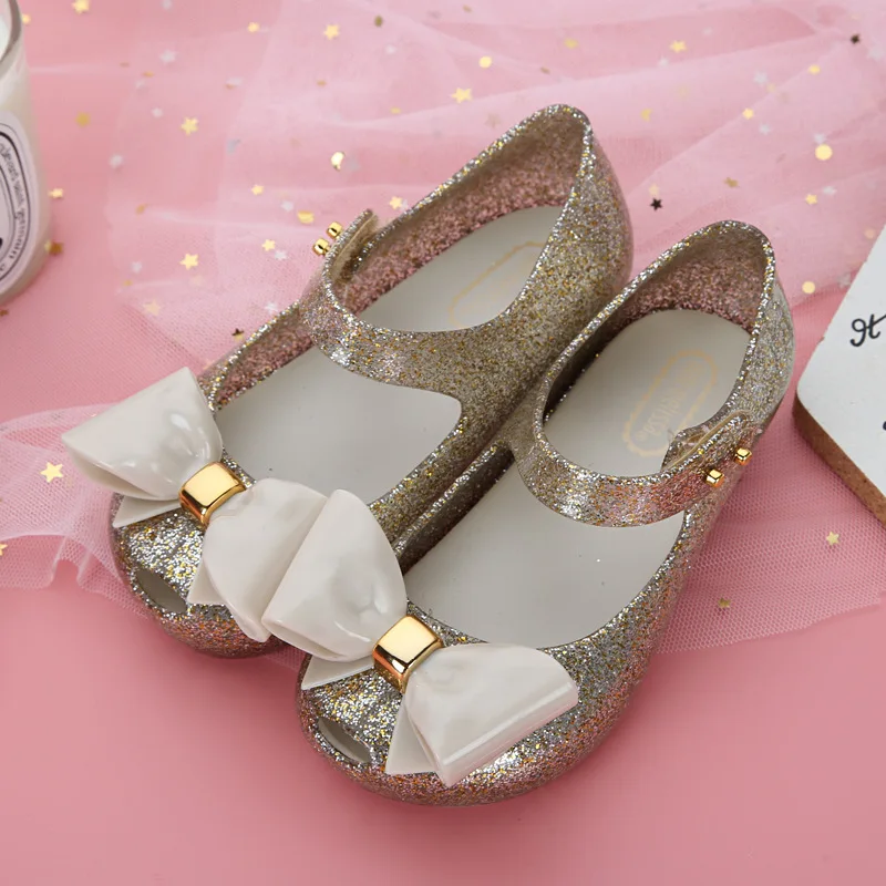 Mini Melissa/Новинка года; летняя детская прозрачная обувь для девочек; сандалии Melissa на плоской подошве с бантом для младенцев; прозрачная обувь для маленьких девочек; обувь melissa Mini