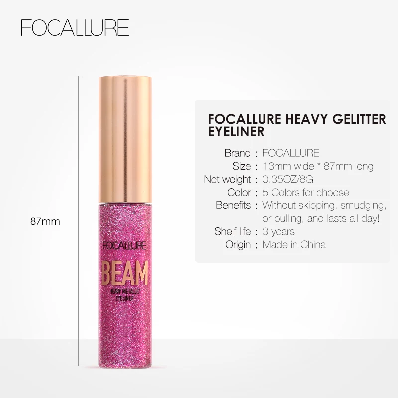 FOCALLURE Новое прибытие 5 цветов Блестящий подводка для глаз тени век легко носить