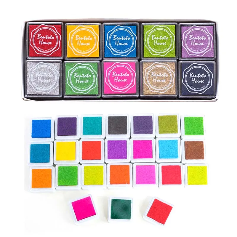 12/20/24 Pcs Colorful DIY Craft Finger Print Ink Pad Inkpad Rubber