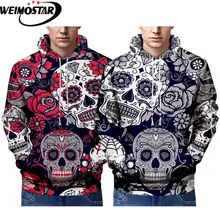 Weimostar мужские Хэллоуин Повседневное одежда для пребывания на открытом воздухе 3D с принтом смешной черепов и худи с оленями Спортивные Большой Размеры самая лучшая продавая спортивная одежда