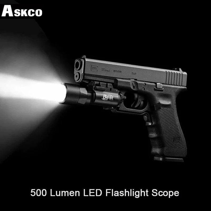 

Askco 500 Lumen LED Flashlight Waterproof Weapon Light Pistol Gun Lanterna Rifle Picatinny Weaver Mount For Hunting Streamlight