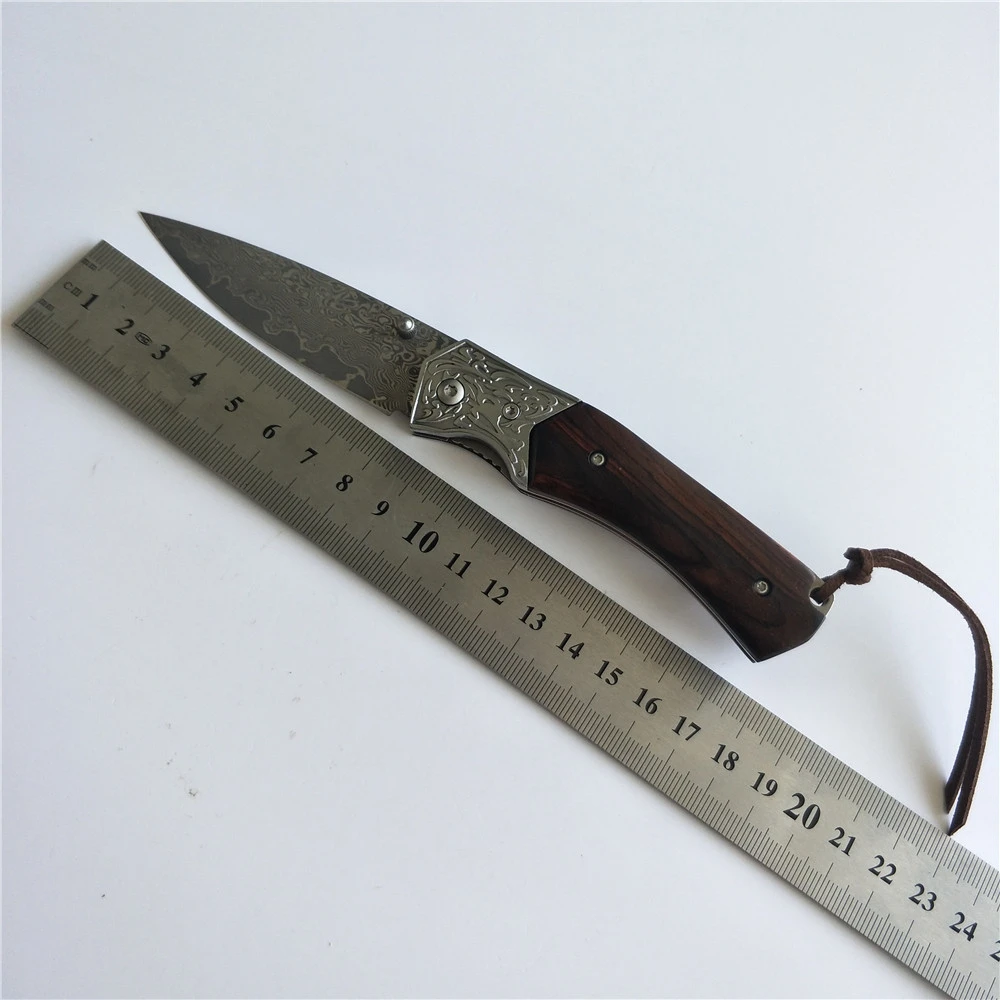 

Tactical 57-58HRC High Hardness VG10 Damascus Fixed Blade Natural Rosewood Handle Folding Knife Outdoor Camping Rescue EDC Tool