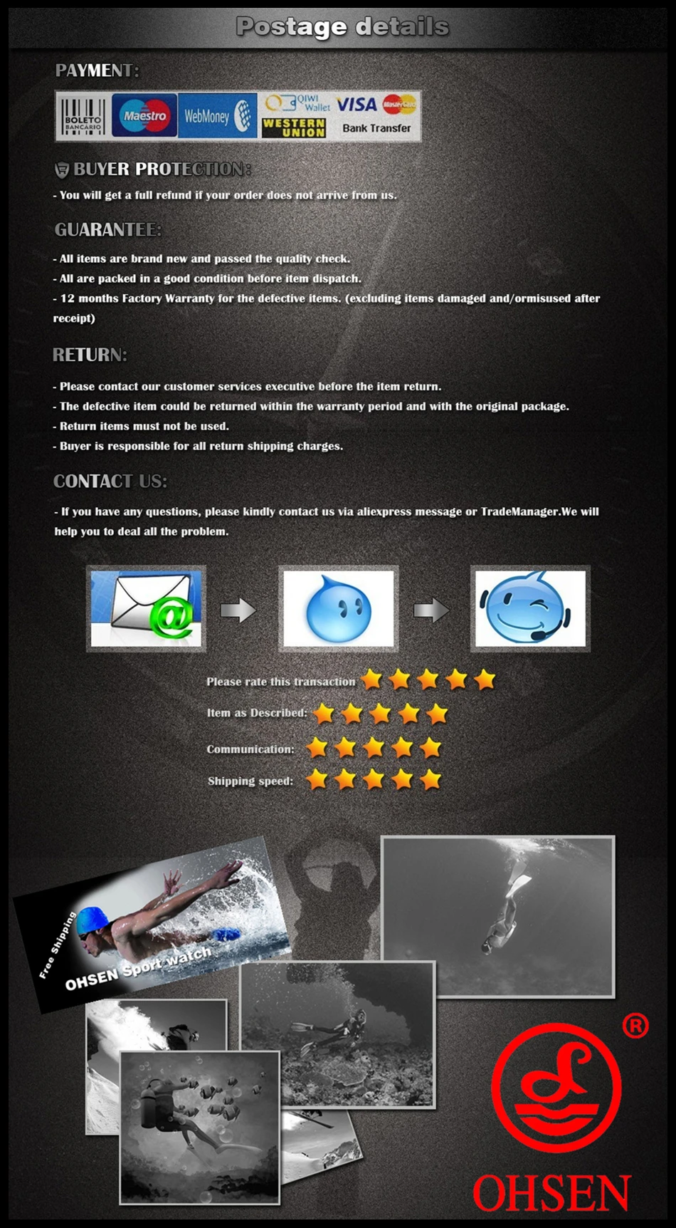 OHSEN Boys Kids Children Quartz Sport Watch Alarm Date Chronograph Watches LED Back Light Waterproof Wristwatch Student Clock (47)