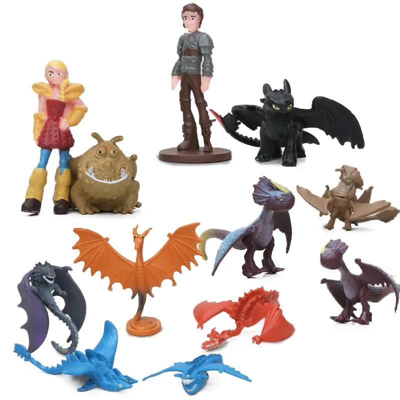 

12pcs How to Train Your Dragon 3 Figure the Hidden World Toothless Night Fury Light Fury Hiccup PVC Action Figures Toy