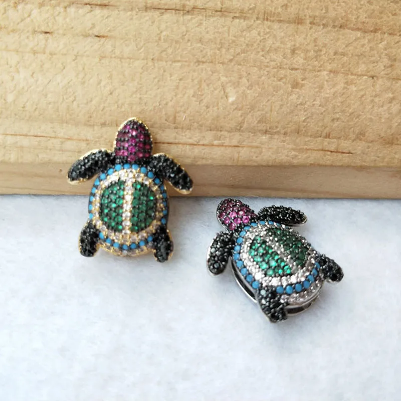 

5 Pieces Tortoise style Double Bails Connector CZ zircon Micro pave crystal Charm DIY Bracelet necklace Jewelry Findings CT450