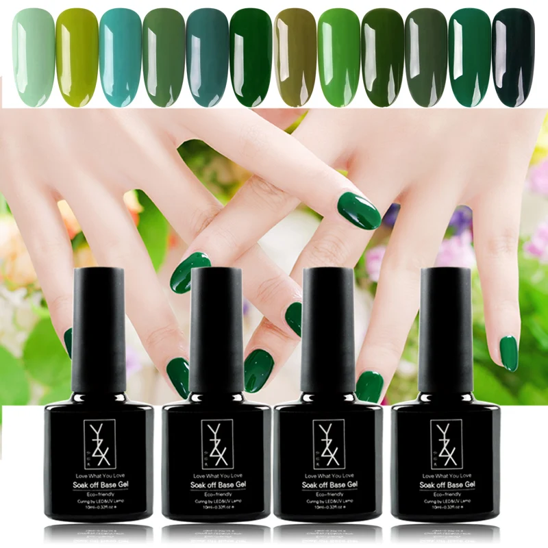 

YiZhiXiu 1pcs Green Color Soak Off UV Gel Polish Varnish Lacquer Fast Dried Long Lasting Enamel Vernis Semi Permanant Nail Art