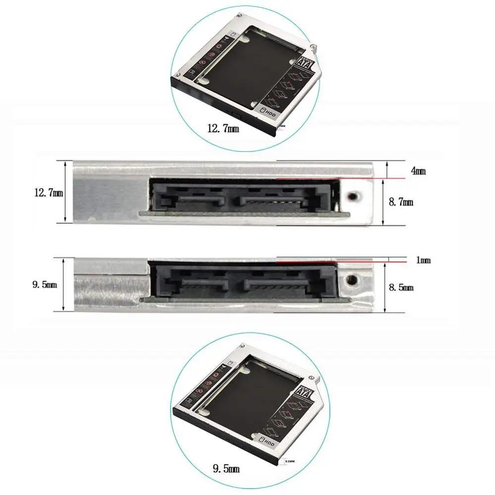 Ingelon SSD HDD Caddy 12,7 мм алюминиевый 2-й жесткий диск Caddy чехол адаптер для универсального ноутбука CD/DVD-ROM оптический адаптер