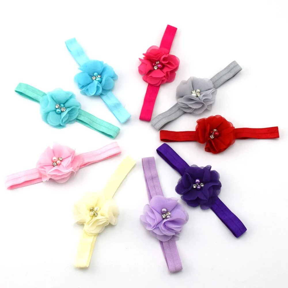 

2" Chiffon Flower Baby Headbands 9 Colors Options Cute Baby Gilrs Headwear Infant Headband Hair Accessories