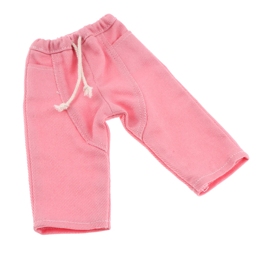 Pants For 1/6 Girl Dolls  Patchwork Casual Jeans Pants for BJD SD XinYi Licca Doll Clothes Accessories Girls Toys Cloth Pink 