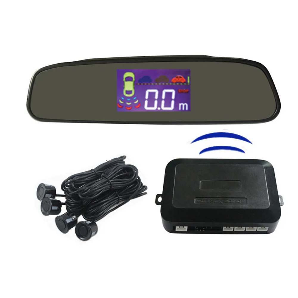 Wireless LCD Mirror Display Parking Sensors Backup Radar Alert Alarm