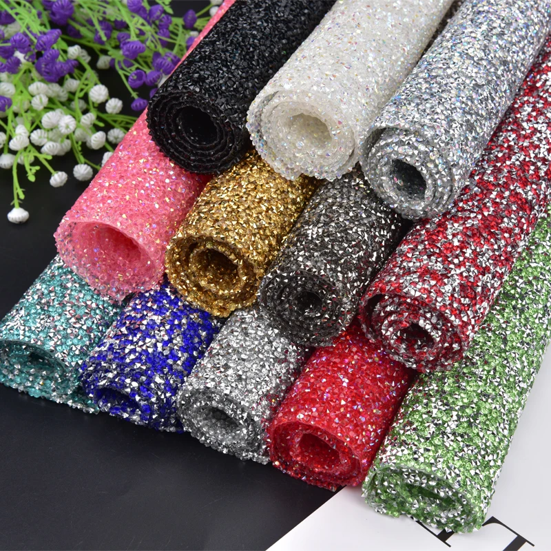 

24*40cm/Roll Resin Rhinestone Trim Mesh Wedding Decoration Stone And Crystal Applique Beaded Banding Hotfix DIY Accessories