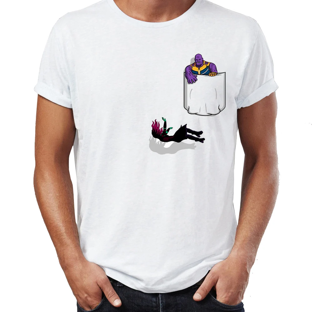 

Casual Men's t-shirt Gamora Thanos Infinity War Funny Not Funny Pocket Artsy Tshirt Unisex Tees Tops Harajuku Streetwear