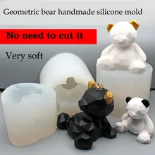 Медведь, силиконовая гипсовая форма, геометрический медведь, силикагель, гипсовая форма, мягкая силиконовая форма, медведь, украшение, бетонная форма